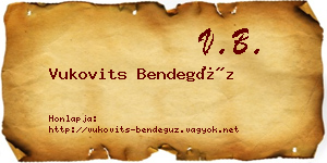 Vukovits Bendegúz névjegykártya